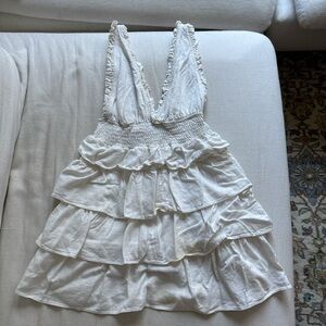 Mable white ruffle babydoll dress with adjustable straps Super